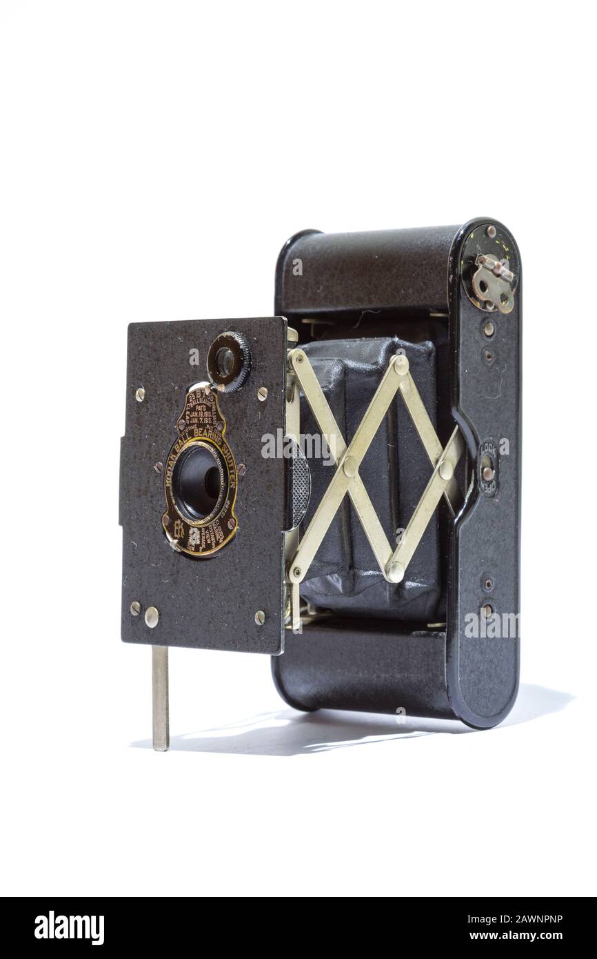 Vintage Kodak vest pocket camera as used in the early 20th century. Known as 'The soldiers' camera'. Stock Photo