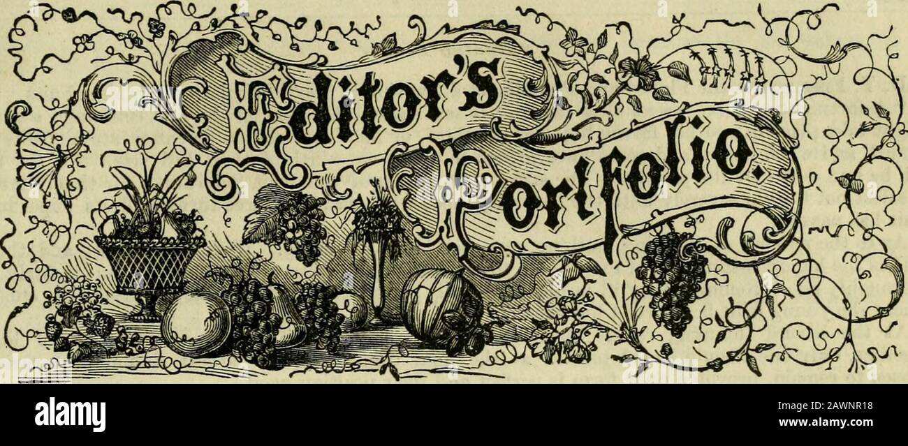 The Horticulturist and journal of rural art and rural taste . , was spread in the middle, and in the recess, withRoses, forming the figures of cypress trees. Roses decorated all the candlesticks, whichwere quite numerous. The surface of the haivz, or reservoir of water, was completelycovered with rose leaves, which also were scattered on the principal walks leading to themansion. The surface of the reservoir was so entirely covered with rose leaves that the water wasvisible only when stirred by the air, and that the servants, during the entertainment, werecontinually scattering fresh roses bot Stock Photo