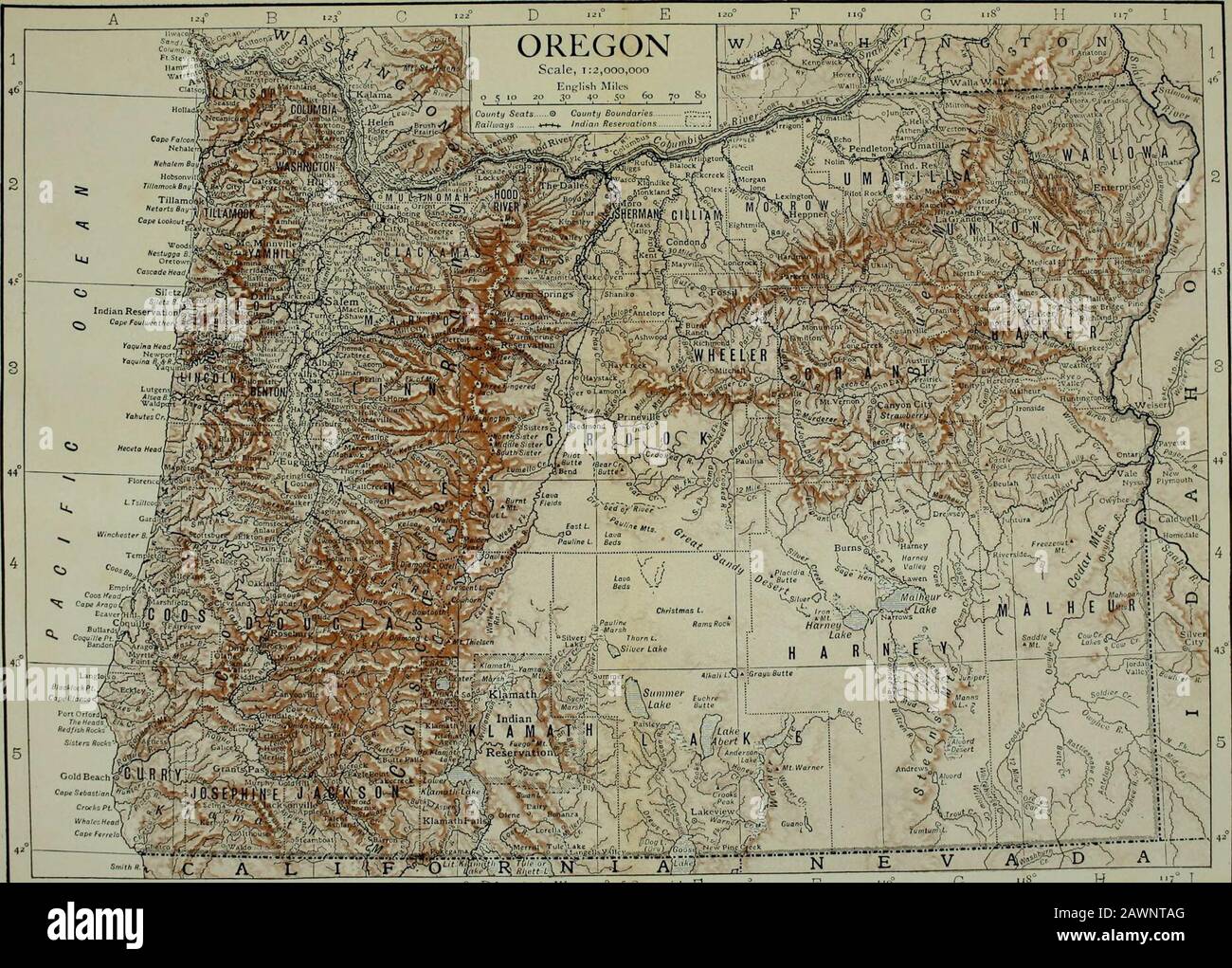 The encyclopædia britannica; a dictionary of arts, sciences, literature and general information . he GreatBasin on the E. is usually known as the Snake River Plains, andembraces an area of about 1200 sq. m. in Malheur county. Here thehills are deeply sculptured and the valleys much carved by streamswhich often now through deep canyons. Where the streams cuttheir way through sheets of basaltic lava their banks are steep, almostvertical cliffs, but where they cut through sedimentary rocks thesides have a more gentle slope. When several alternate layers ofhard and soft rock are cut through by a s Stock Photo