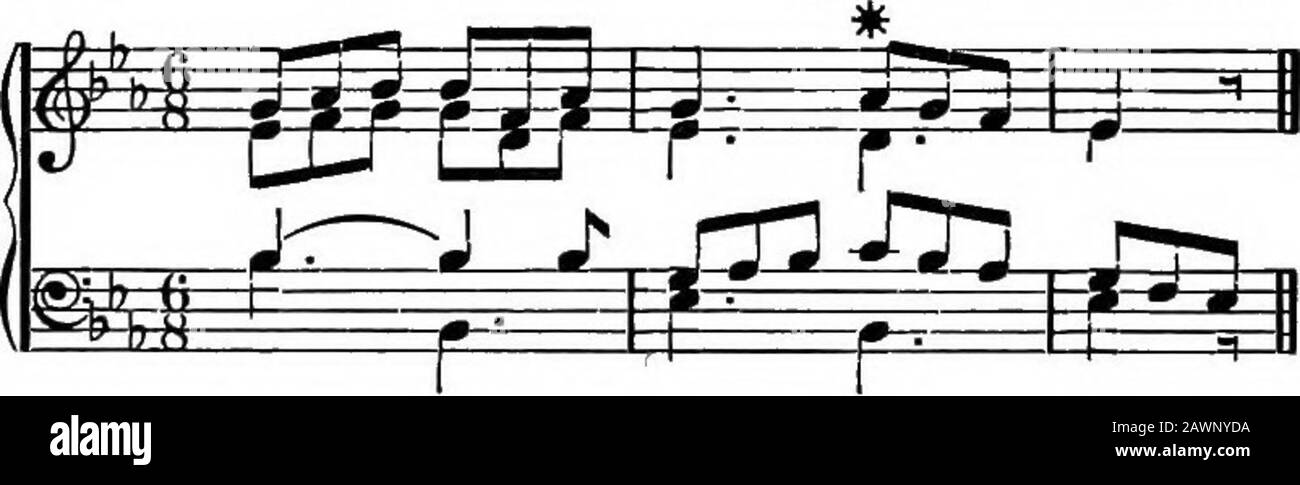 Harmony, its theory and practice . enerator while the third remains stationary,as in the following example :— Dvorak. Stabat Mater. £x. 304, Between the first and second bars of the above will be seen inthe soprano and tenor parts hidden octaves of a kind that arespecially prohibited (§ 76). The infraction of the rule here ispalliated, if not justified, by the tenor in the first half of thesecond bar imitating the first half of the soprano of the previousbar. 378. The general rule illustrated in the above example maybe thus stated: The major ninth should only appear below thethird when the cho Stock Photo