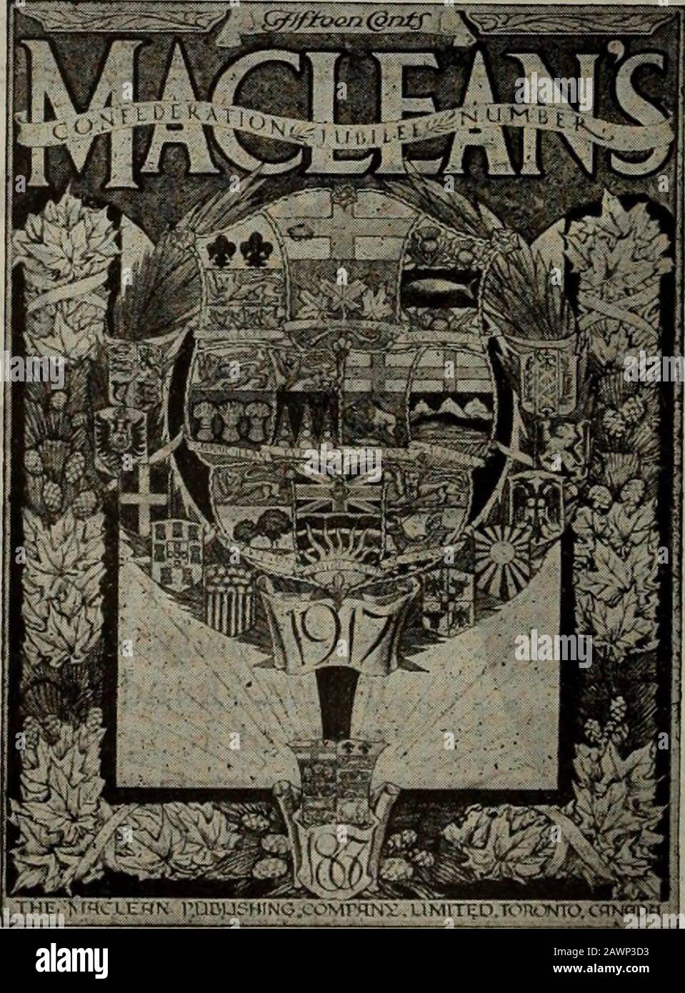 Canadian machinery and metalworking (July-December 1917) . s. Confederation the dominant theme of July MACLEANS THE Jubilee of Confederation hasled the Editor to make the JulyMACLEANS retrospective and in-terpretive of Confederation in the char-acter of its main contents—this to meetthe certain need and desire of theCanadian people. Note the fine pro-vision of special Confederation articleand features: THE MEETING OF MACDONALD AND BROWN. By C W. Jefferys. a frontispiecepainted for MACLEANS. ? THE STORY OF CONFEDERATION.By Thomas Bertram. A colorfulnarrative of the bringing about ofthe union of Stock Photo