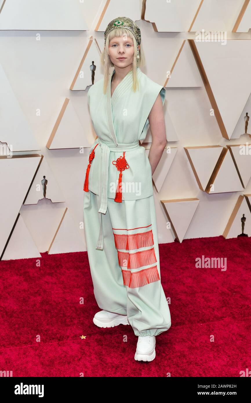 Aurora walking on the red carpet at the 92nd Annual Academy Awards held at  the Dolby Theatre in Hollywood, California on Feb. 9, 2020. (Photo by  Anthony Behar/Sipa USA Stock Photo - Alamy