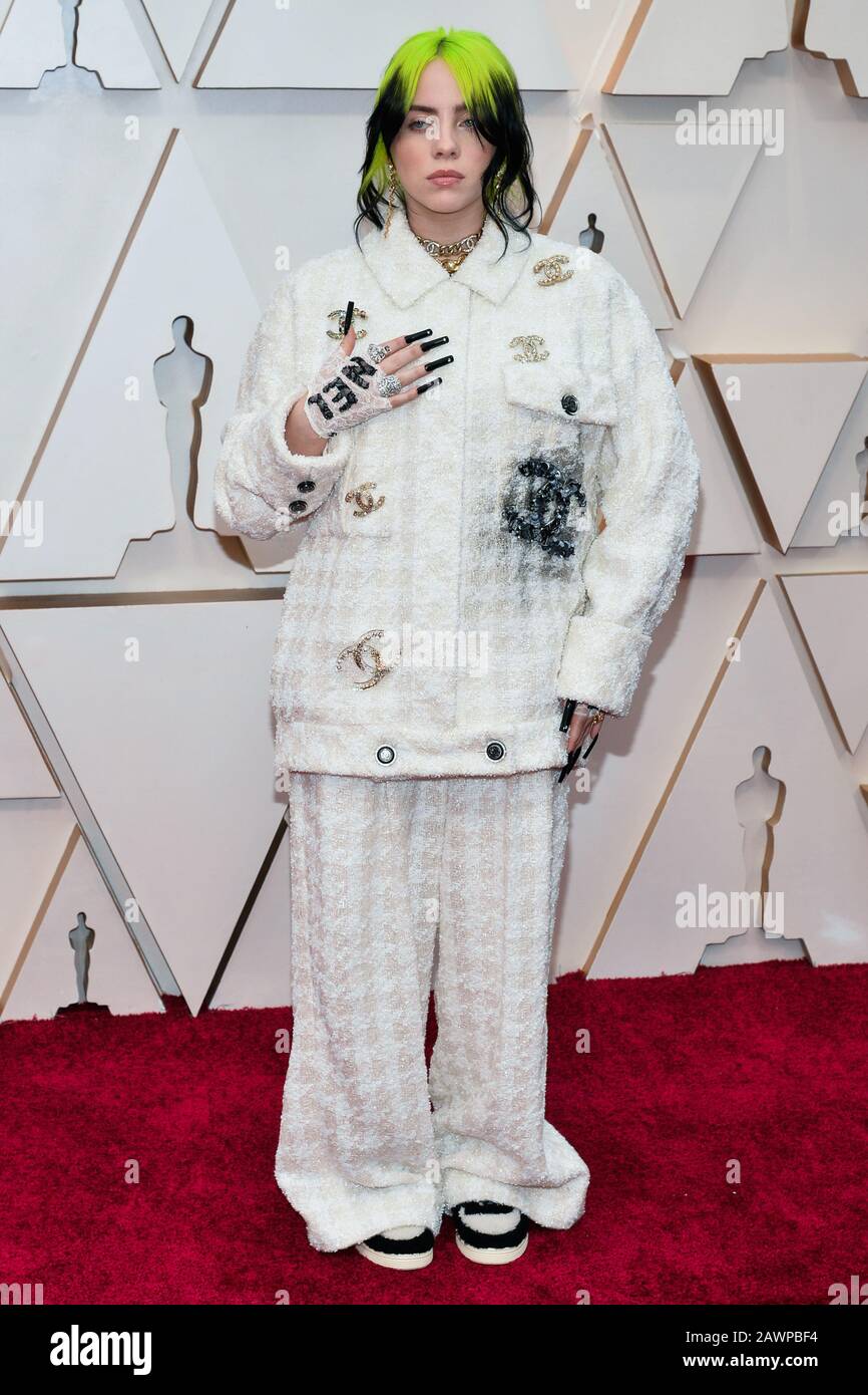 Billie Eilish walking on the red carpet at the 92nd Annual Academy ...