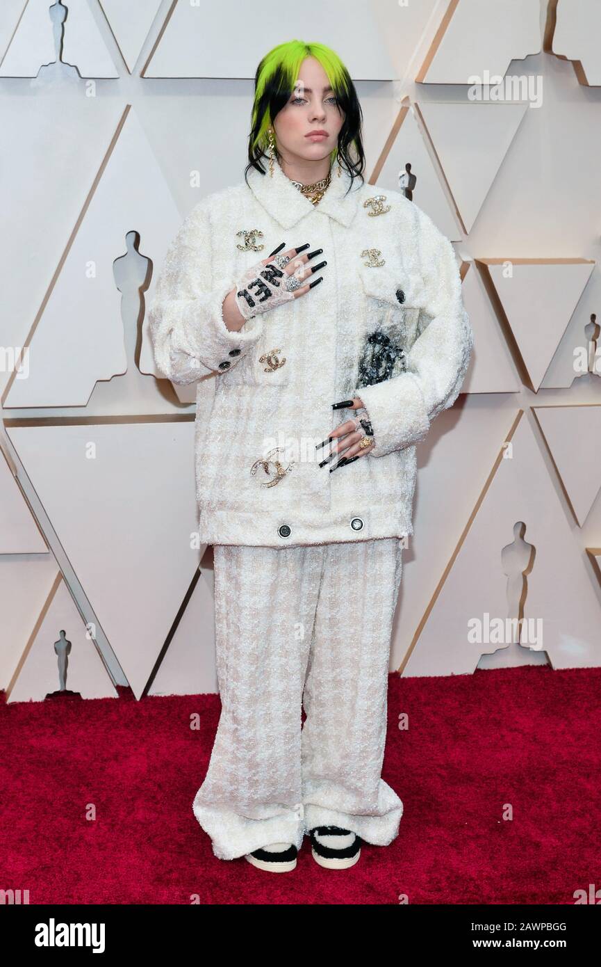 Billie Eilish walking on the red carpet at the 92nd Annual Academy ...