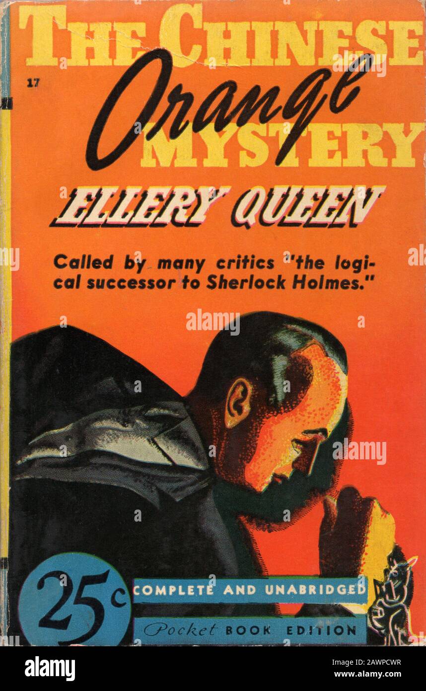 1944 , USA : Original cover of book THE CHINESE ORANGE MYSTERY  . The american writer detectives stories  ELLERY QUEEN aka Frederic Dannay ( 1905 - 19 Stock Photo