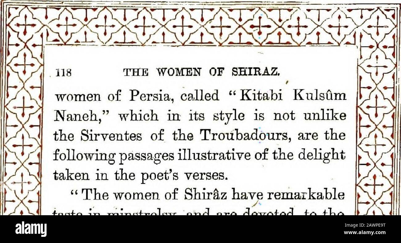 The rose garden of Persia . THE WOMEN OF SHIHAZ.?women of Persia, called  KitSbi Kulsflm. Naneli, which in its style is not unlikethe Sirventes of  the Troiibadpurs, are thefollowing passages illustrative of