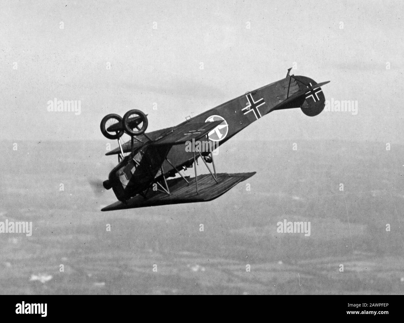 Fokker D.VII fighter flying a looping c1919. Stock Photo