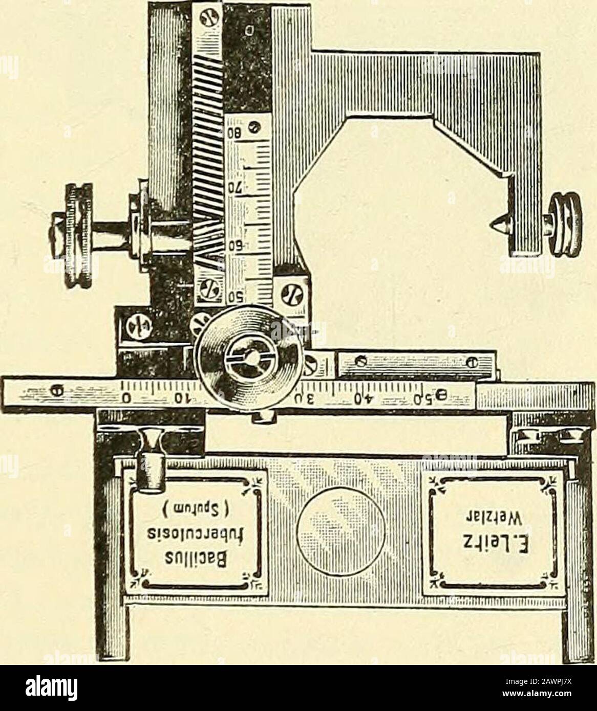 The microscope; an introduction to microscopic methods and to histology . Fig. 68.. Fig. 68a. Fig. 68, 68a. Two forms of removable mechanical stage by Leitz. 68 is some-what more complex and expensive. Both have the desirable features mentionedin  12J. 7o LABOR A TORY MICROSCOPES [CH. II Stock Photo