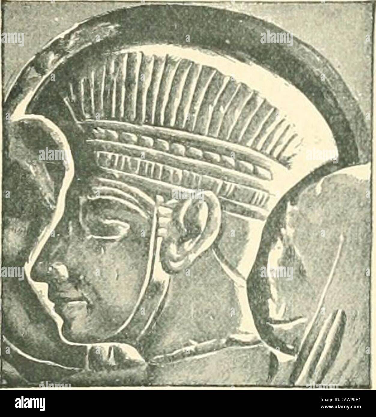 The struggle of the nations - Egypt, Syria, and Assyria . ieves that the invasion was caused by thefamine, during which Minephtah supplied the Khati with corn (cf. pp. 431, 433 of this volume).The Shagalasha and the Dauauna have been already meutioned on p. 360, note 1, and p. 432, note 2,of this volume; I may add, with regard to the hitter name, that the texts of Eamses III. sometimesgive the simple form Danau (Greene, Fouilles « Thebes, pi. ii. 1. 18) in place of the more developedform Danauna. Drawn by Faucher-Gudin, from Champollion, Mon. de VEgtjpte, etc., pi. ccxx., and Roseluni,Monument Stock Photo