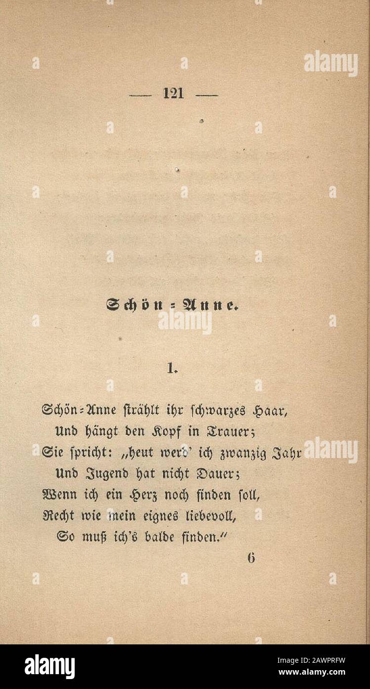 Fontane Gedichte 1851 121. Stock Photo