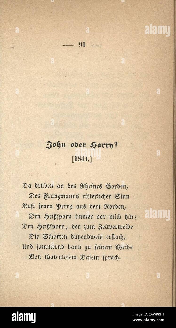 Fontane Gedichte 1851 091. Stock Photo