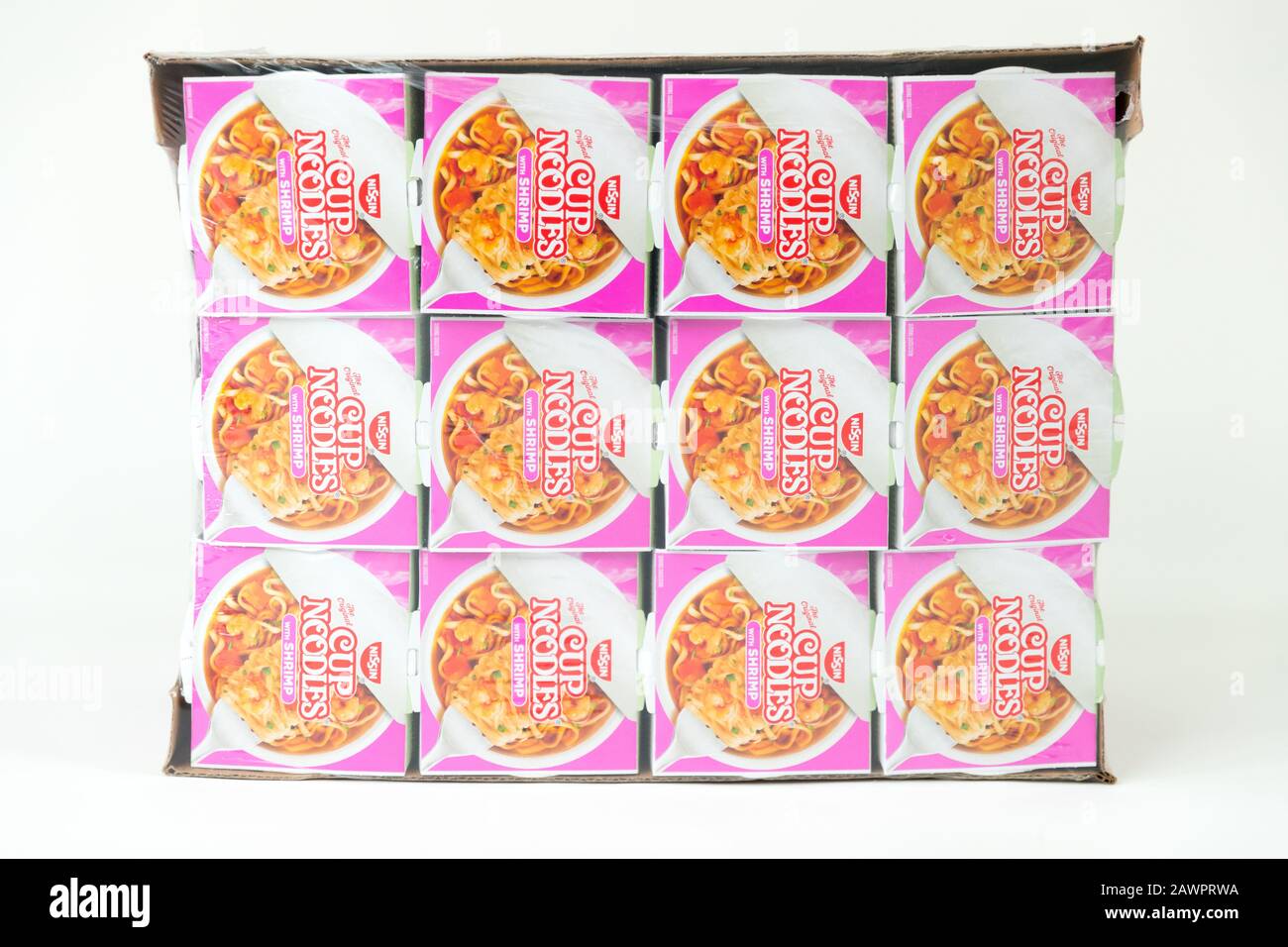 Princeton New Jersey February 9, 2020 Nissin Cup noodle on white