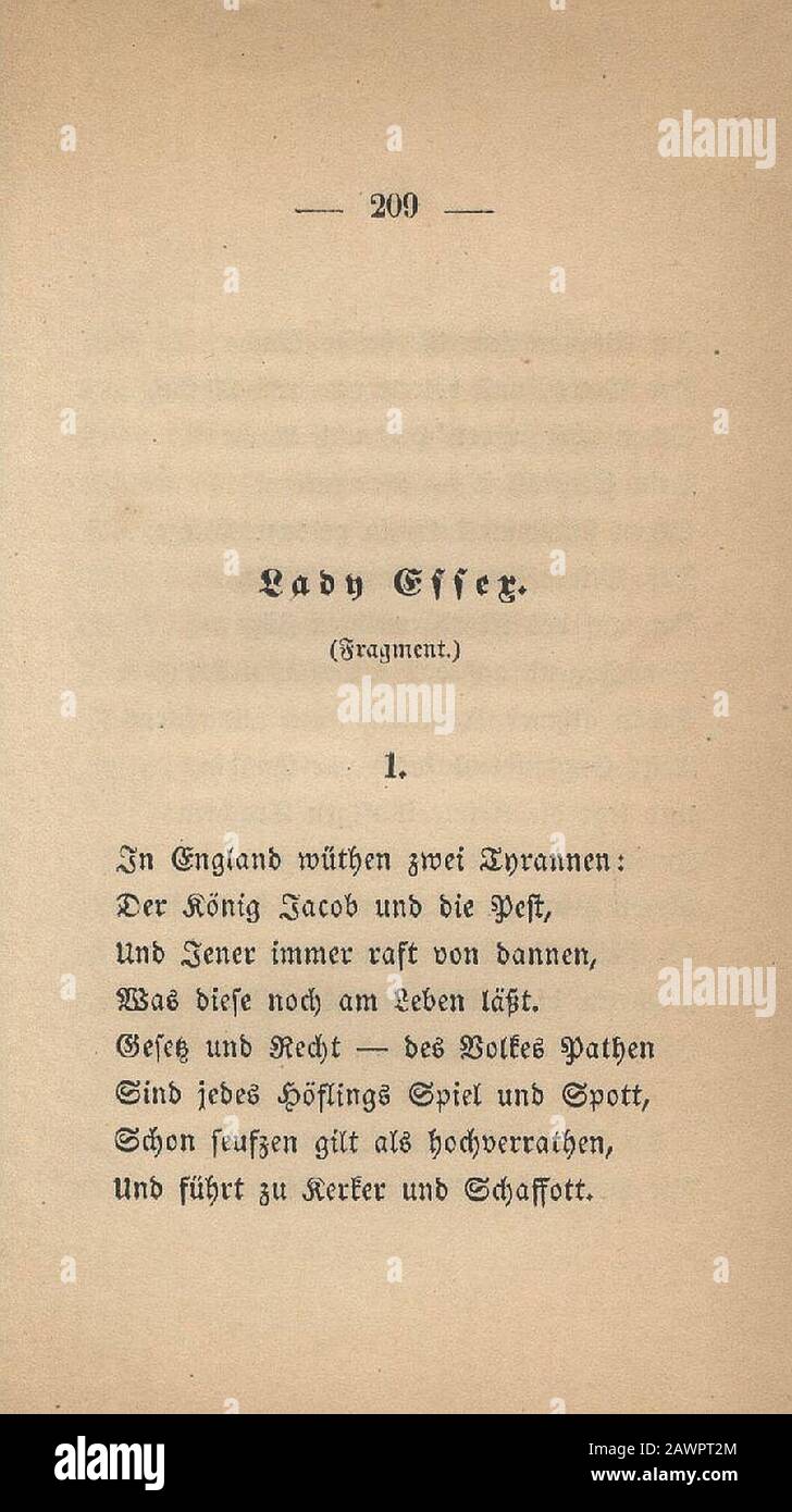 Fontane Gedichte 1851 209. Stock Photo
