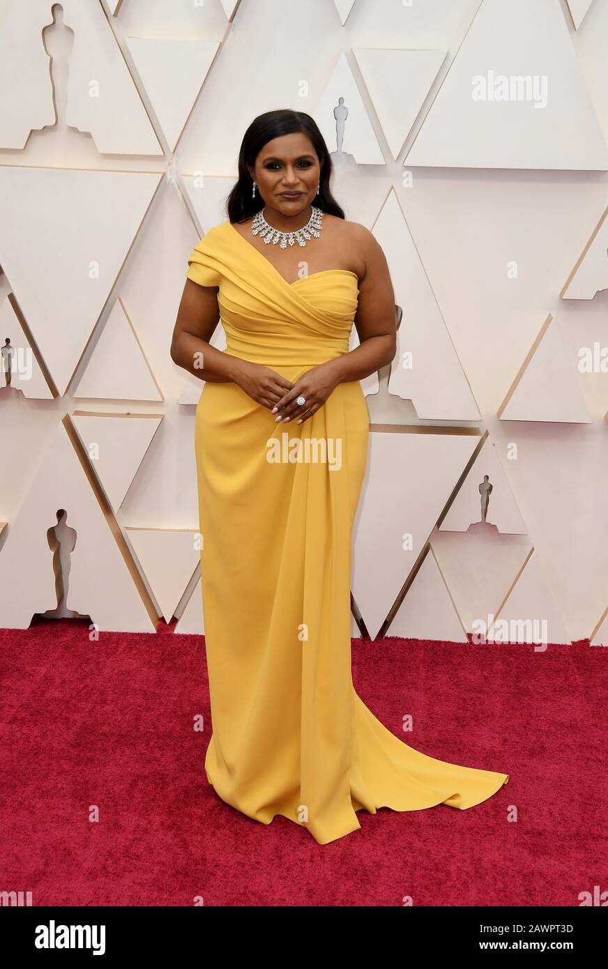 Mindy Kaling walking on the red carpet at the 92nd Annual Academy Awards held at the Dolby Theatre in Hollywood, California on Feb. 9, 2020. (Photo by Sthanlee B. Mirador/Sipa USA) Stock Photo