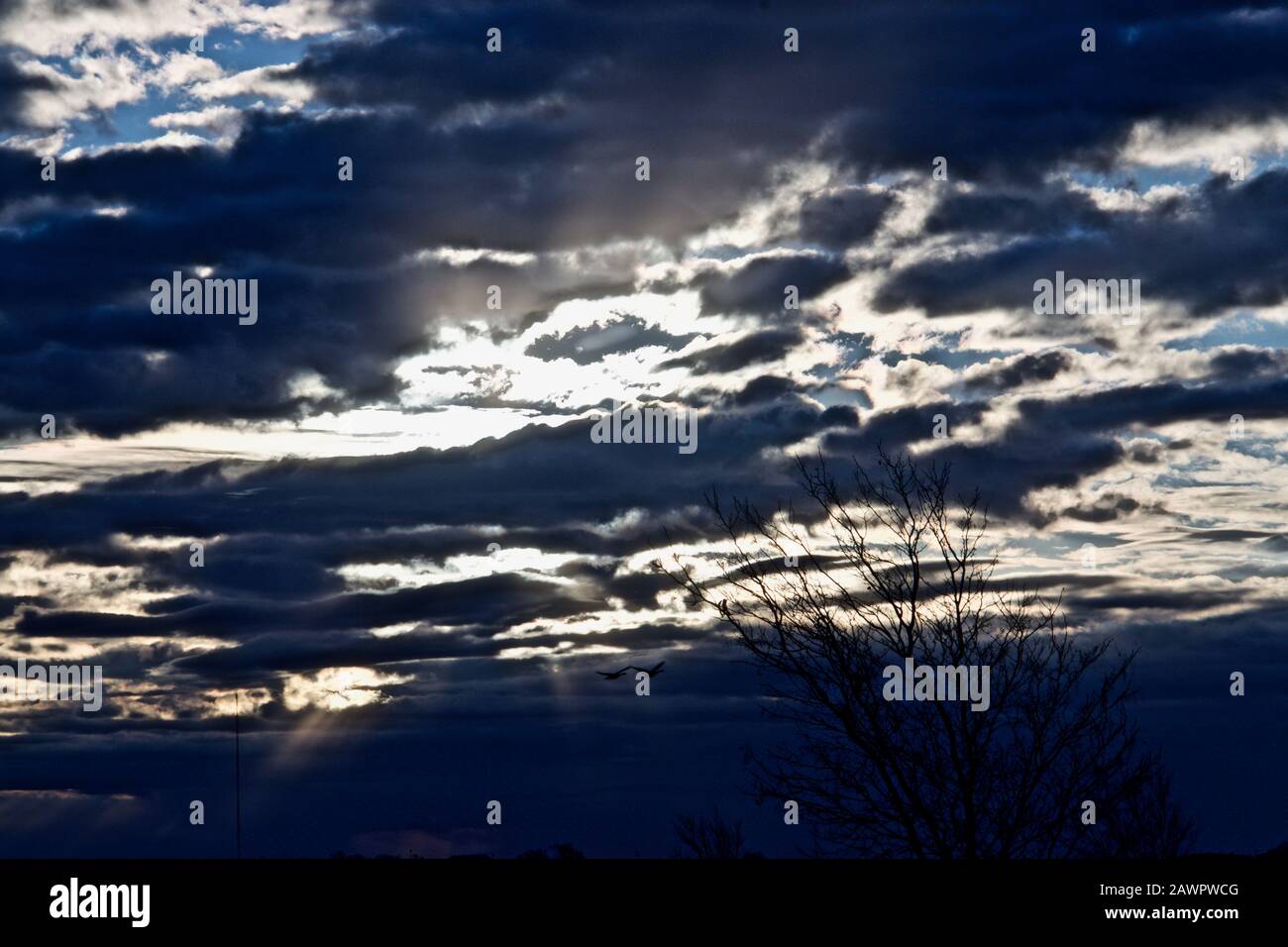 Winter Cloud Formations over Canyon in the Texas Panhandle Stock Photo