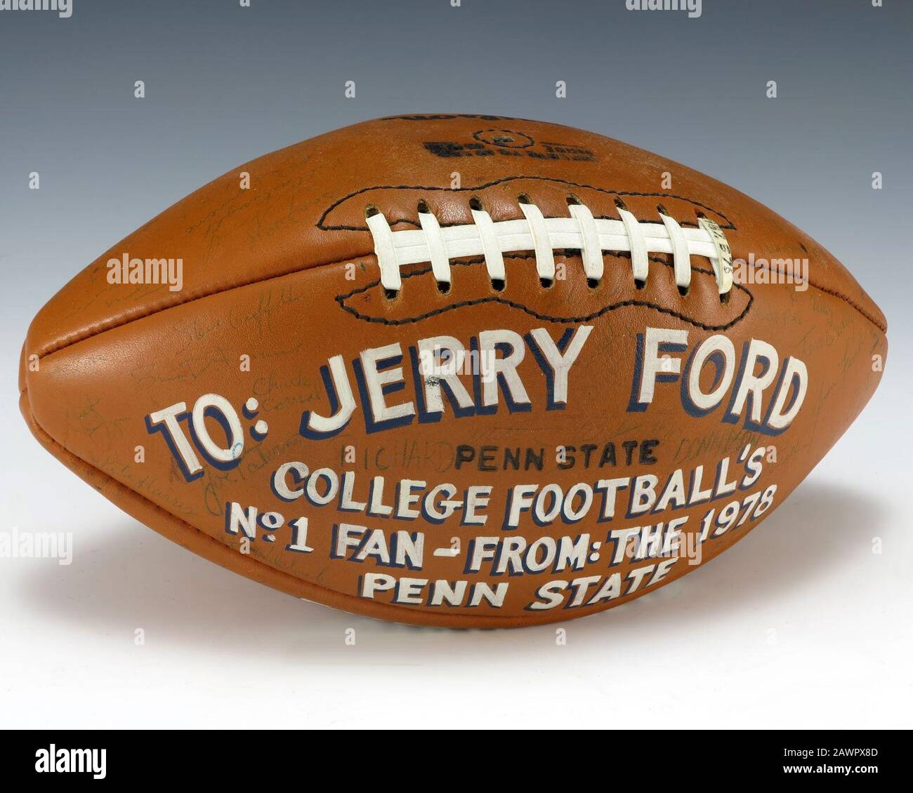 Football signed by 1978 Penn State Nittany Lions (1987.576). Stock Photo