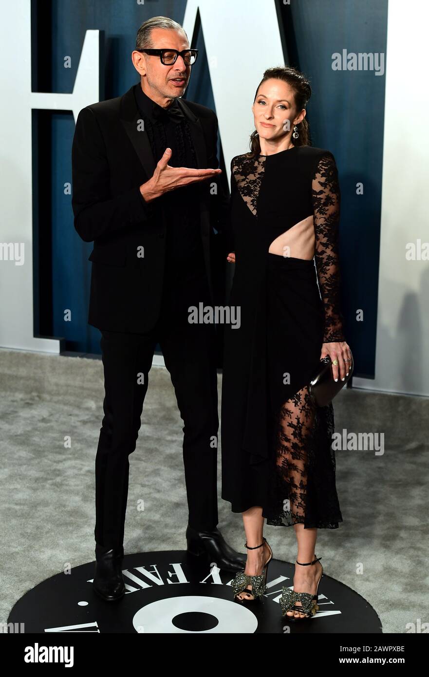 Jeff Goldblum and Emilie Livingston attending the Vanity Fair Oscar Party held at the Wallis Annenberg Center for the Performing Arts in Beverly Hills, Los Angeles, California, USA. Stock Photo