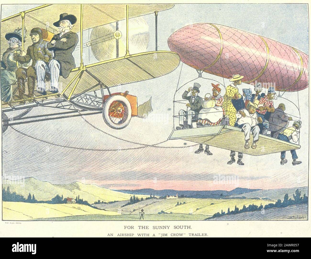 For the sunny South. An airship with a ‘Jim Crow‘ trailer Stock Photo