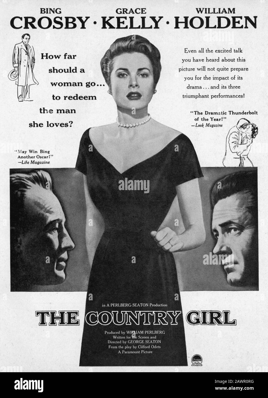 1954 : The movie actress GRACE KELLY , pubblicity lobby advertising for the movie  THE COUNTRY GIRL ( La ragazza di campagna ) by George Seaton , from Stock Photo