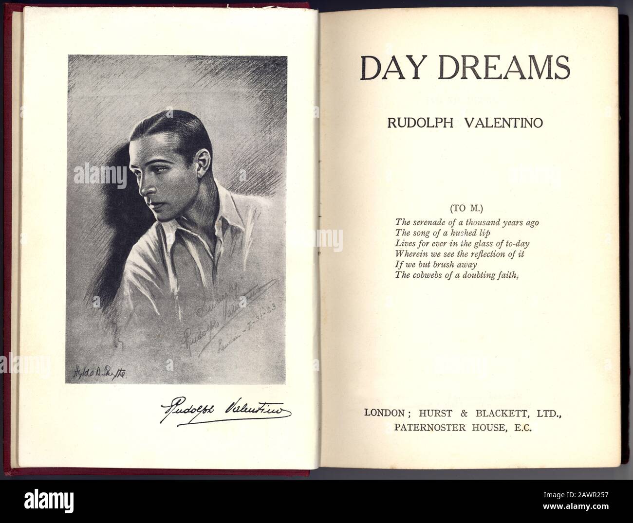 1923 , GREAT BRITAIN : The italian silent movie actor RUDOLPH VALENTINO (  1895 - 1926 ) poems book DAY DREAMS , printed in UK by Hurst & Blackett L  Stock Photo - Alamy