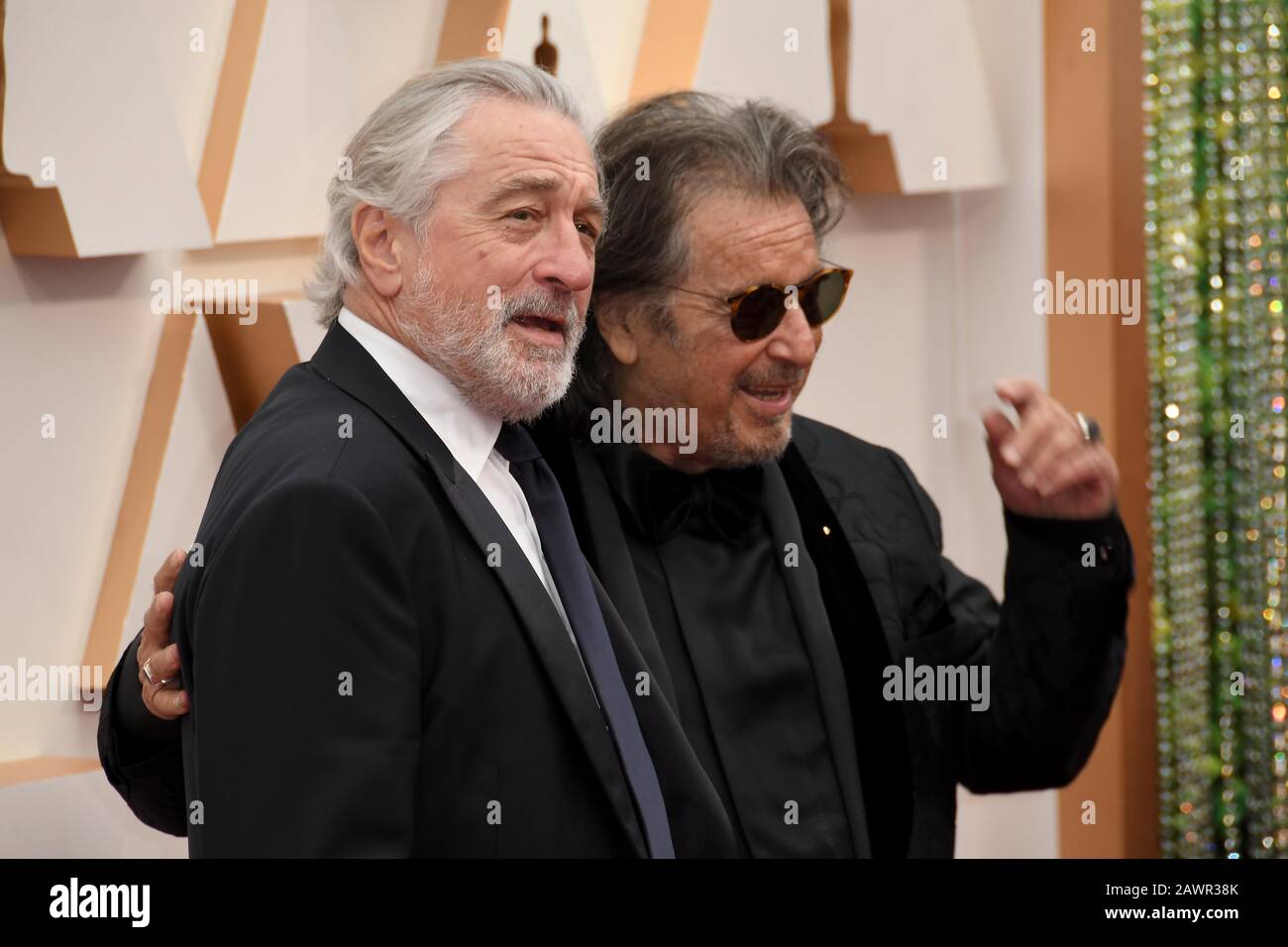Robert De Niro and Al Pacino  walking on the red carpet at the 92nd Annual Academy Awards held at the Dolby Theatre in Hollywood, California on Feb. 9, 2020. (Photo by Sthanlee B. Mirador/Sipa USA) Stock Photo