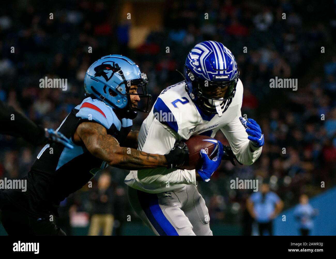 Arlington, Texas, USA. 9th Feb, 2020. St. Louis Battlehawks helmet during  the 2nd half of the XFL game between St. Louis Battlehawks and the Dallas  Renegades at Globe Life Park in Arlington