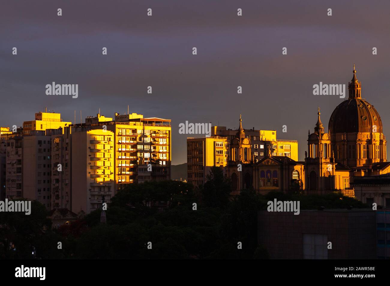Sunset on the buildings in Porto Alegre, Brazil Stock Photo Alamy