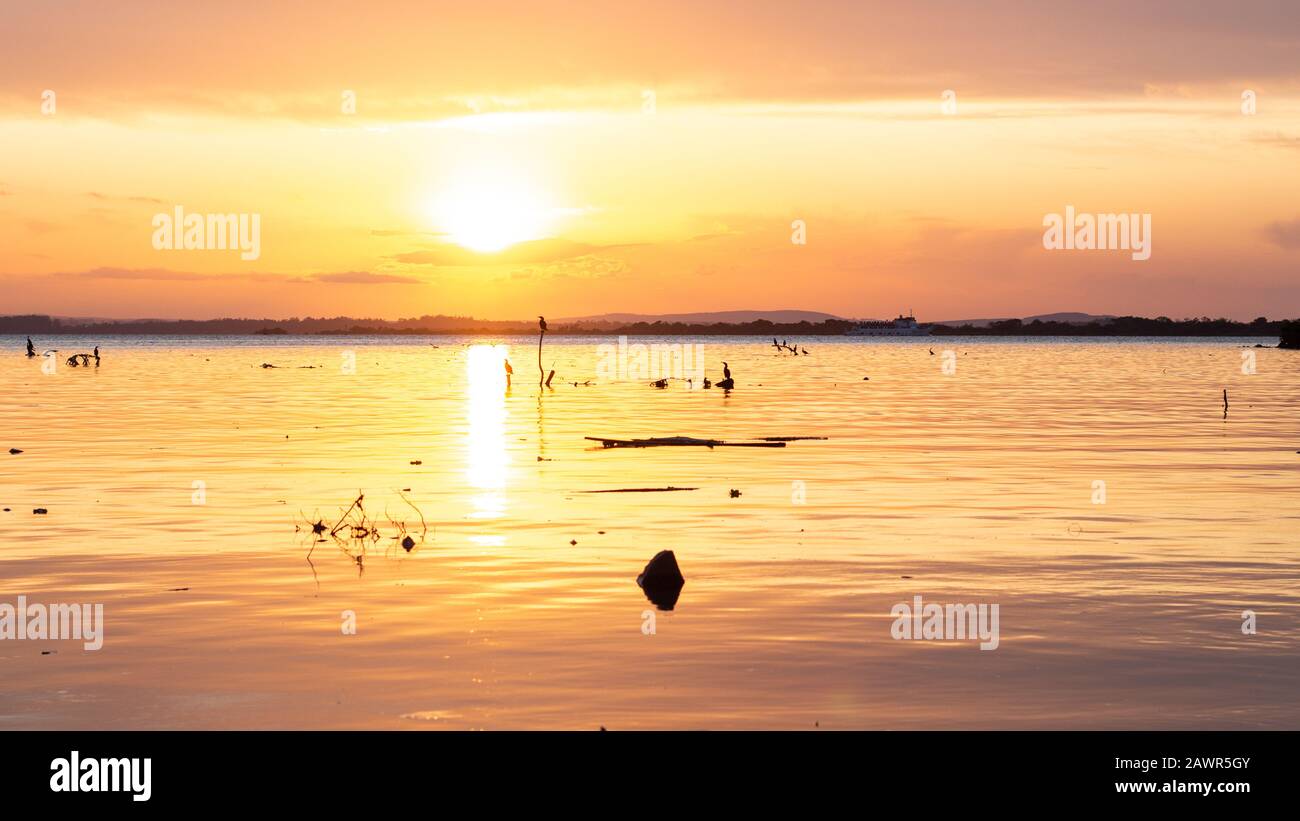 Sunset over Guaiba lake in Porto Alegre, Brazil Stock Photo