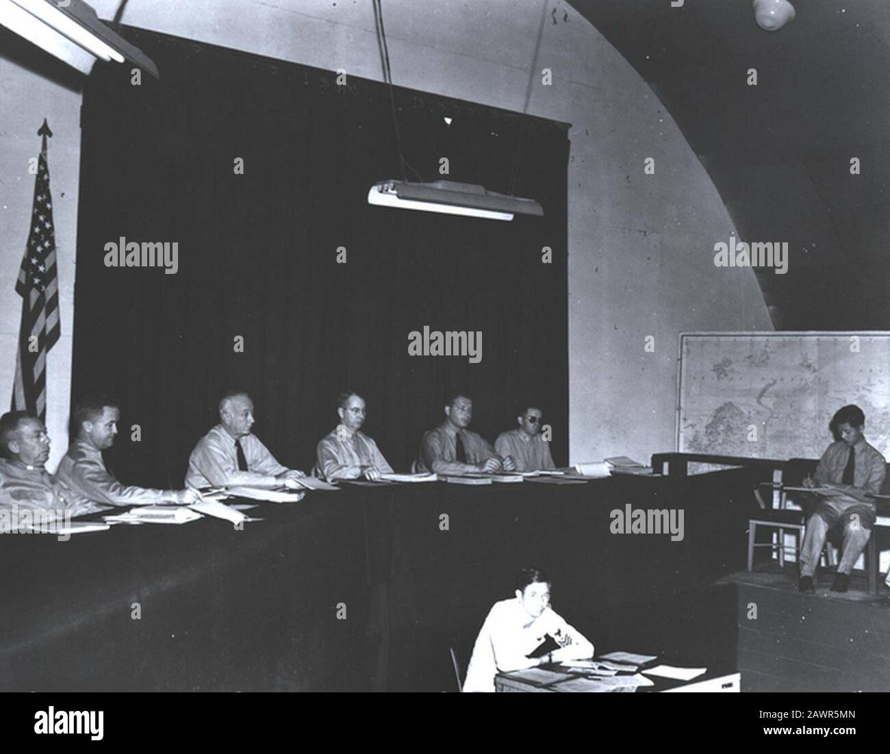 Former Japanese Admiral Chuichi Hare at the War Crimes Trial Building 1948. Stock Photo