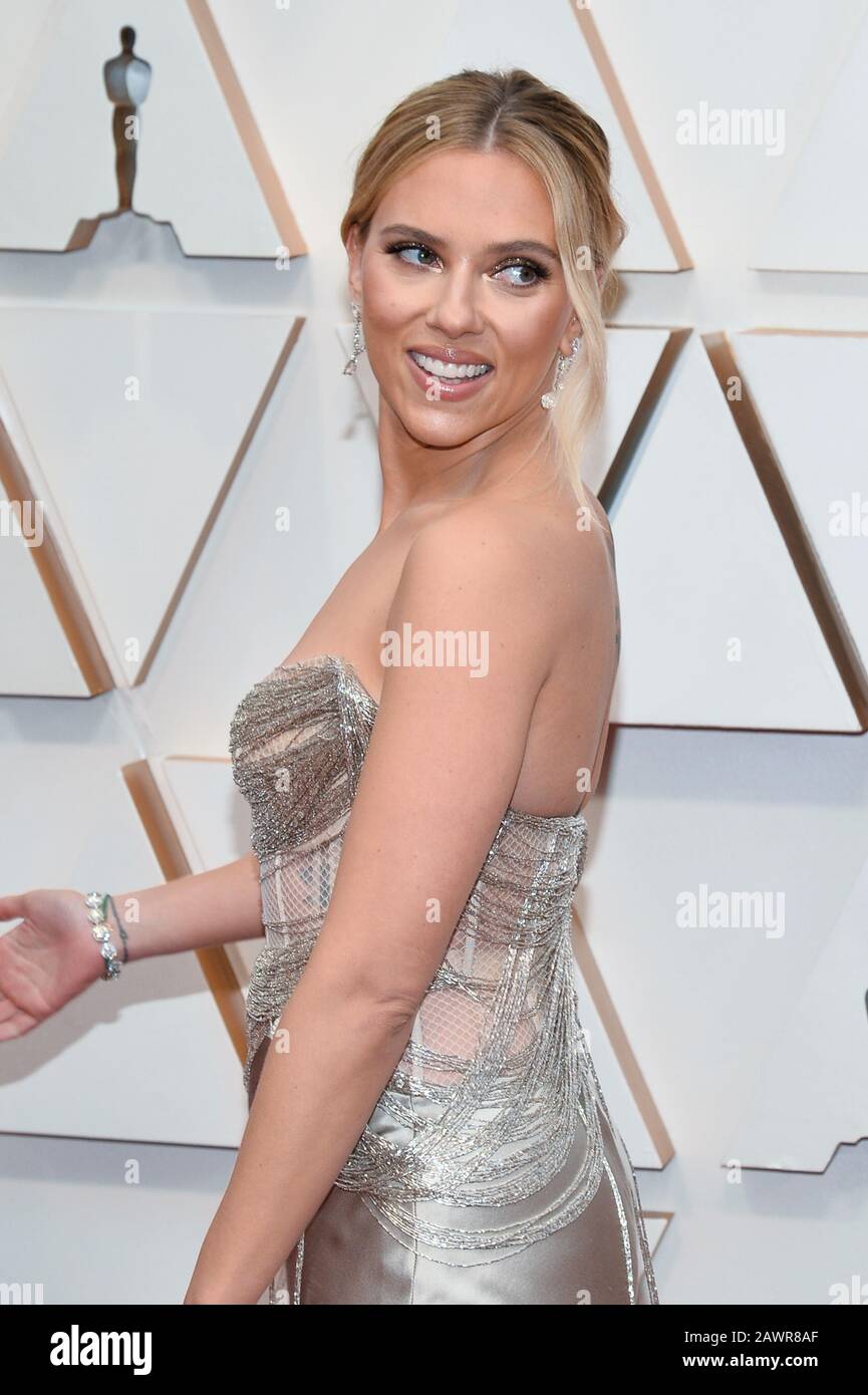 Scarlett Johansson walking on the red carpet at the 92nd Annual Academy Awards held at the Dolby Theatre in Hollywood, California on Feb. 9, 2020. (Photo by Anthony Behar/Sipa USA) Stock Photo