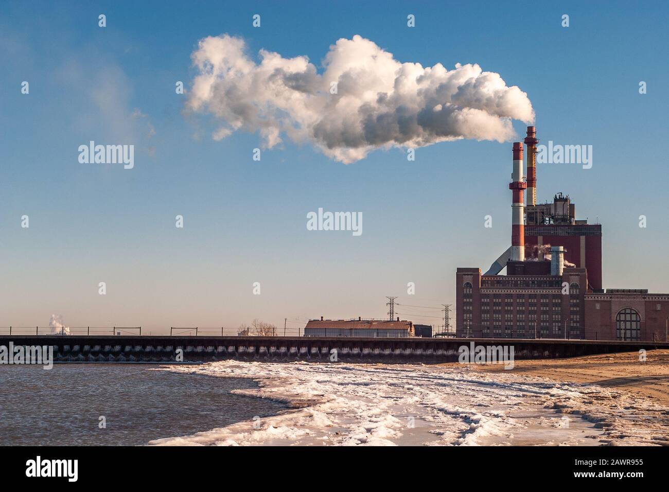 Now-demolished State Line Generating plant in Whiting, Indiana Stock Photo