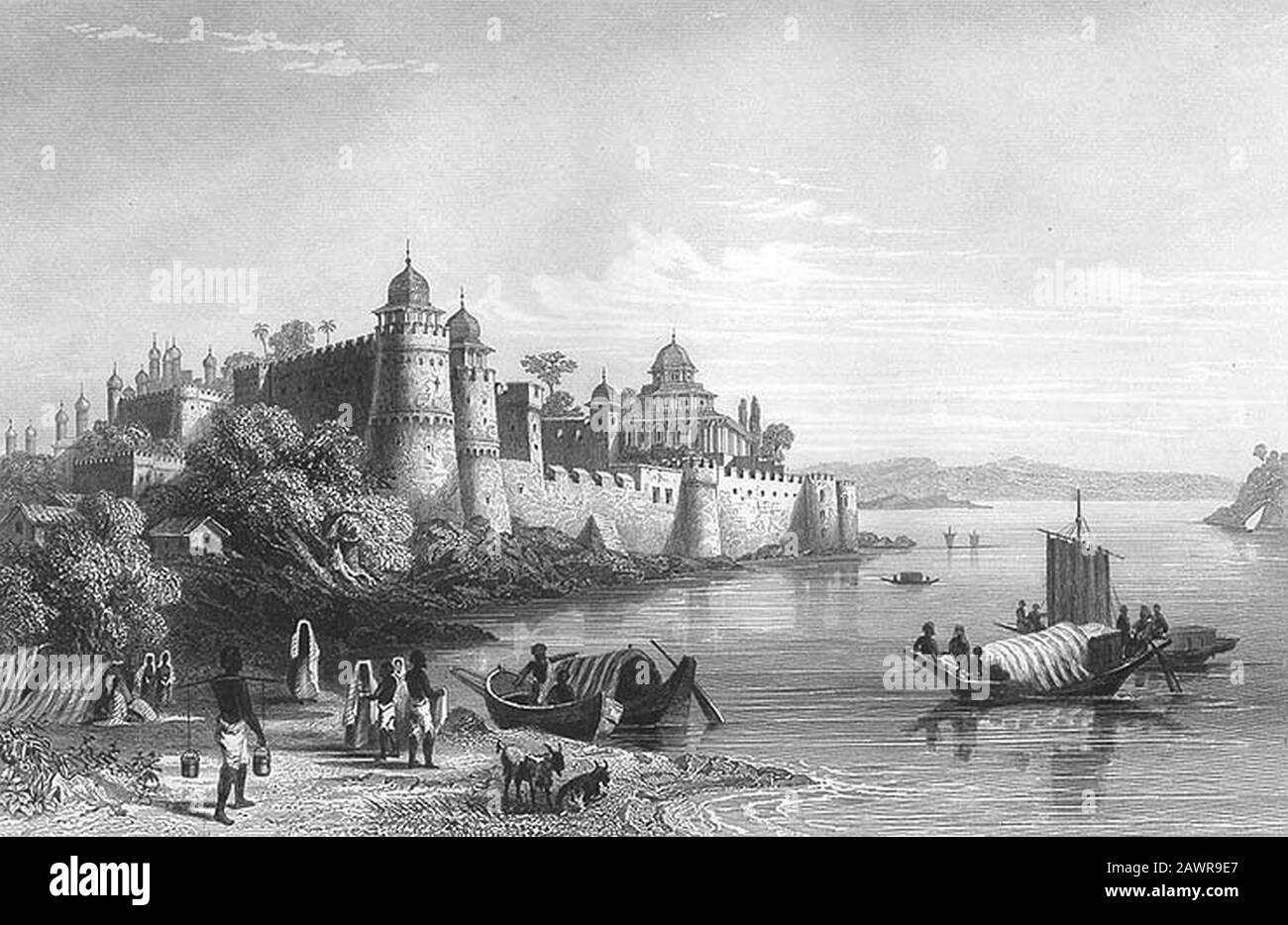 Fort of Akbar Allahabad 1850s. Stock Photo