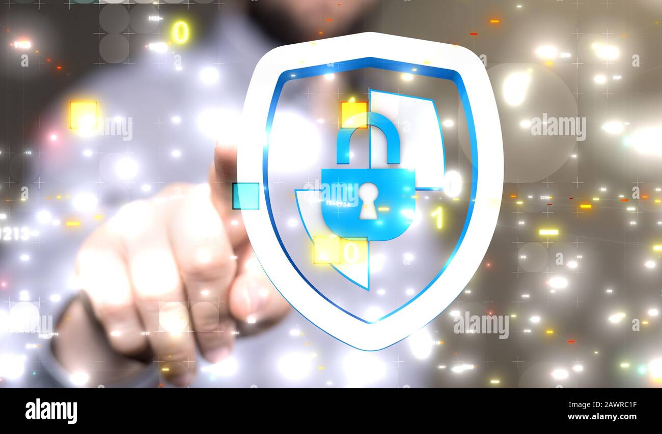 Virtual Protection Shield Virtual projection of a cyber shield protection Stock Photo - Alamy