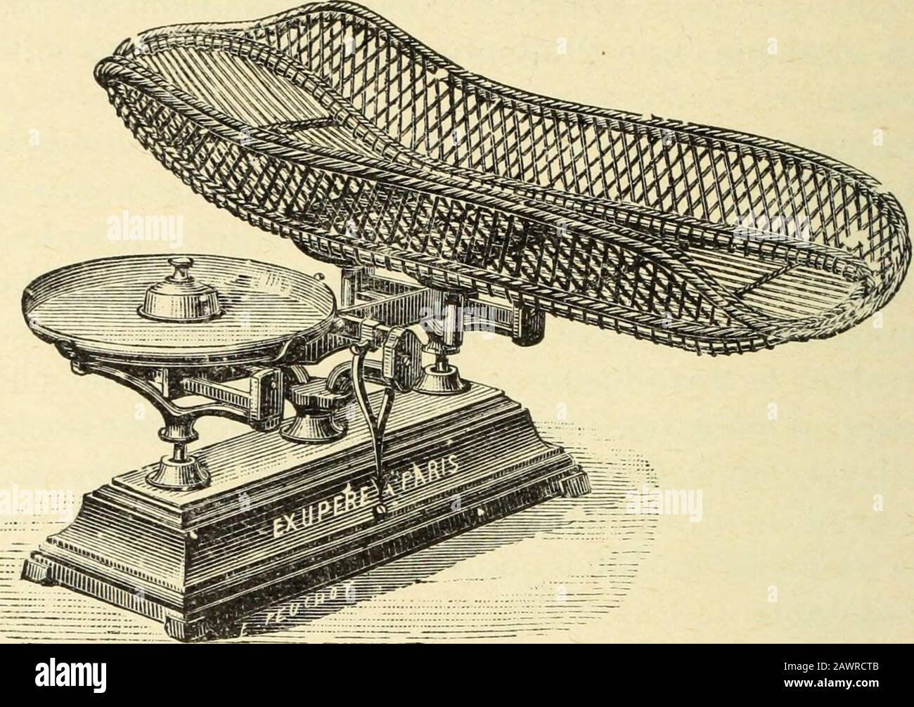 Traité d'hygiène . les poids placés dans le plateau représententle dixième  du poids posé sur la fable. On peut aussi employer une bascule à curseur.Il  suffit que cet appareil puisse peser jusquà, image size:1300x1006