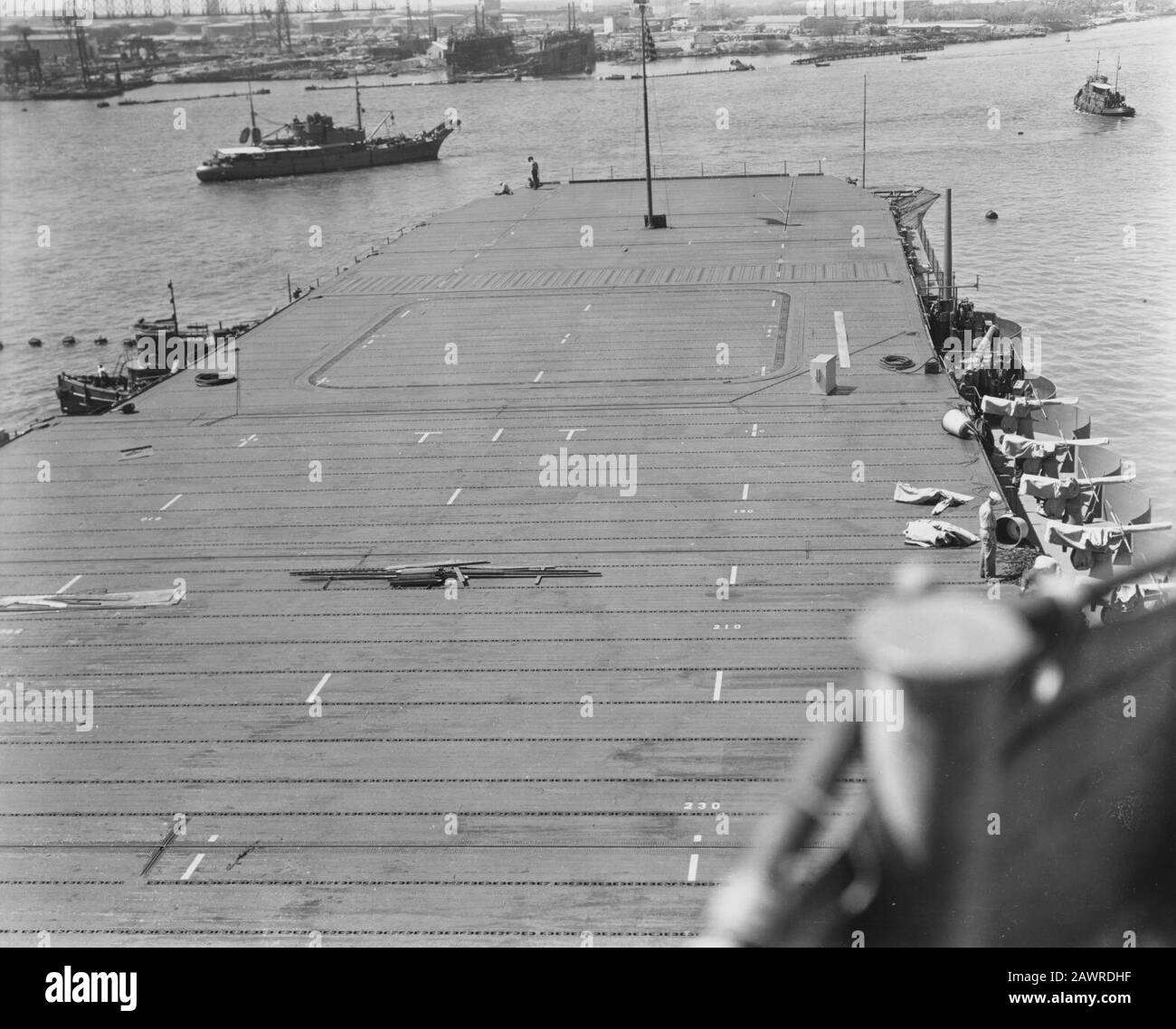 Forward flight deck of USS Enterprise (CV-6) in March 1942. Stock Photo