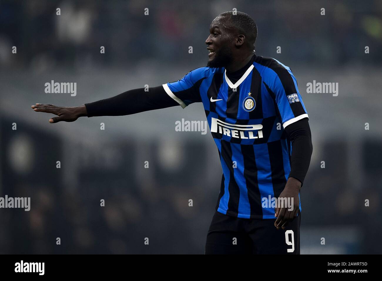 Milan, Italy - 09 February, 2020: Romelu Lukaku of FC Internazionale gestures during the Serie A football match between FC Internazionale and AC Milan. Credit: Nicolò Campo/Alamy Live News Stock Photo