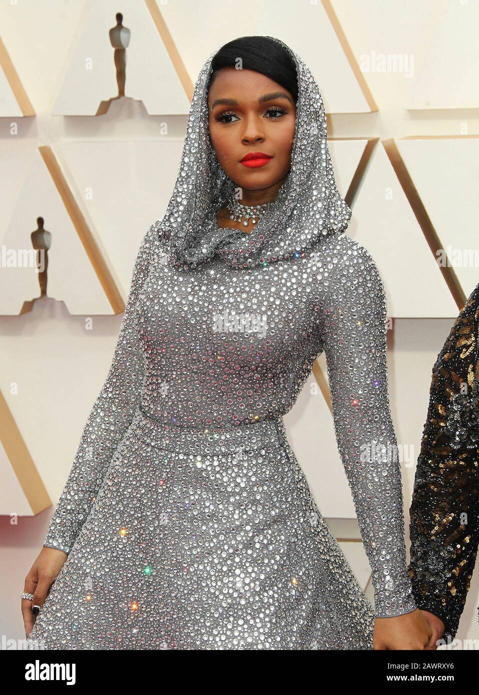 janelle monae silver dress February 9, 2020, Hollywood, California, JANELLE MONAE, wearing a crystal  covered silver hooded Ralph Lauren gown, during arrivals for the 92nd  Annual Academy Awards presented by the Academy of Motion Picture Arts