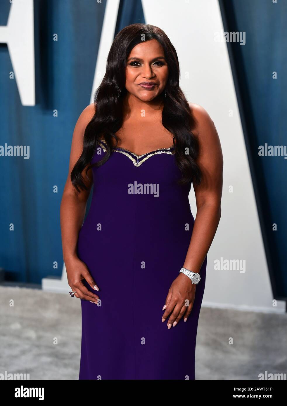 Mindy Kaling attending the Vanity Fair Oscar Party held at the Wallis Annenberg Center for the Performing Arts in Beverly Hills, Los Angeles, California, USA. Stock Photo