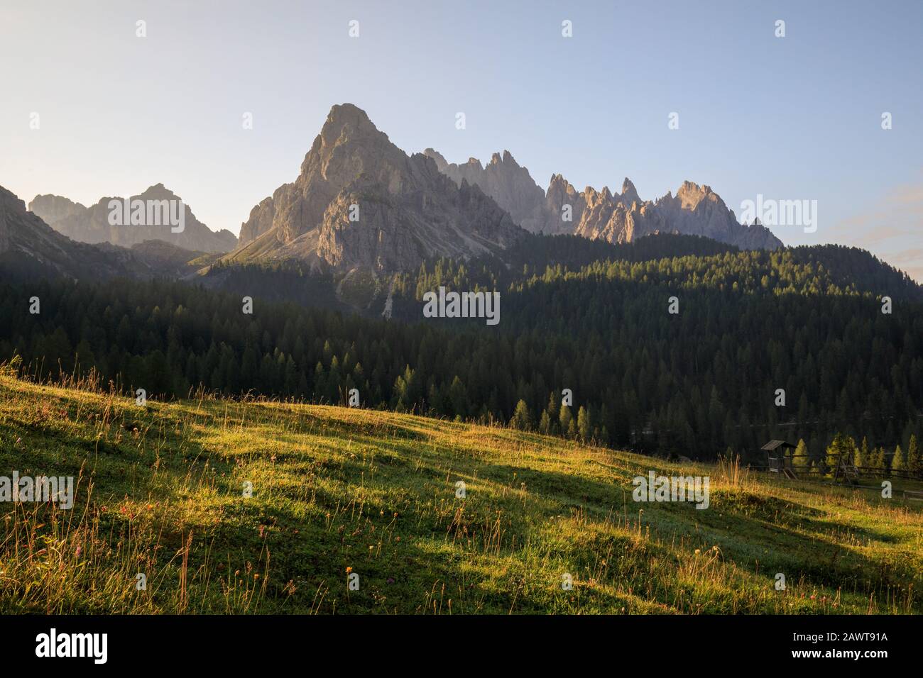 Landscape of mountains in Dolomites Italy in summer Stock Photo - Alamy