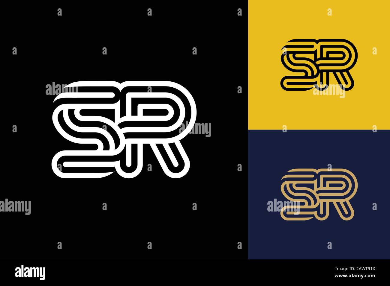 S and R combination Lines Letter Logo Creative Line Letters Design