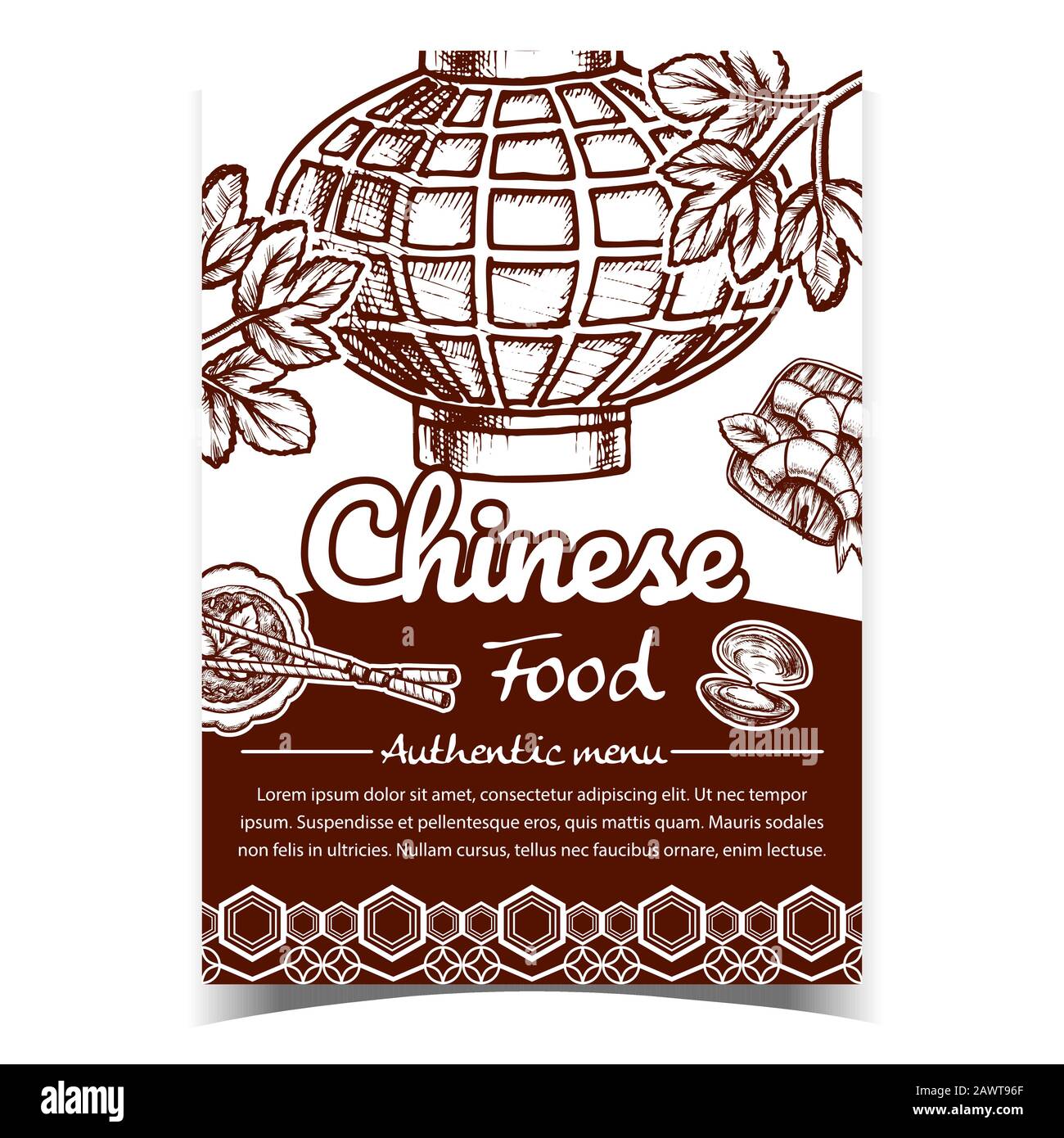 Chinese Food Authentic Menu Promo Banner Vector Stock Vector Image