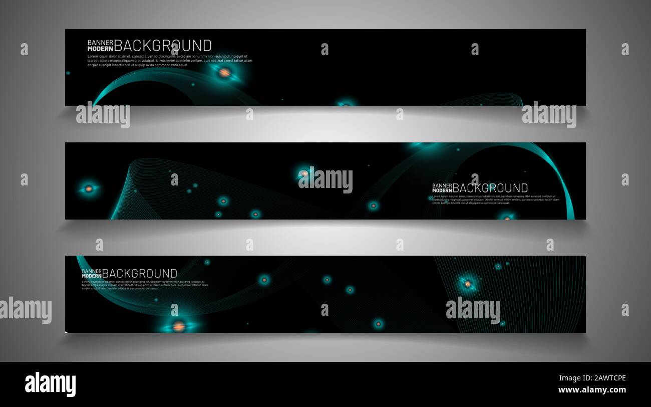 rectangular vector banner. future design technology against a black background. Stock Vector
