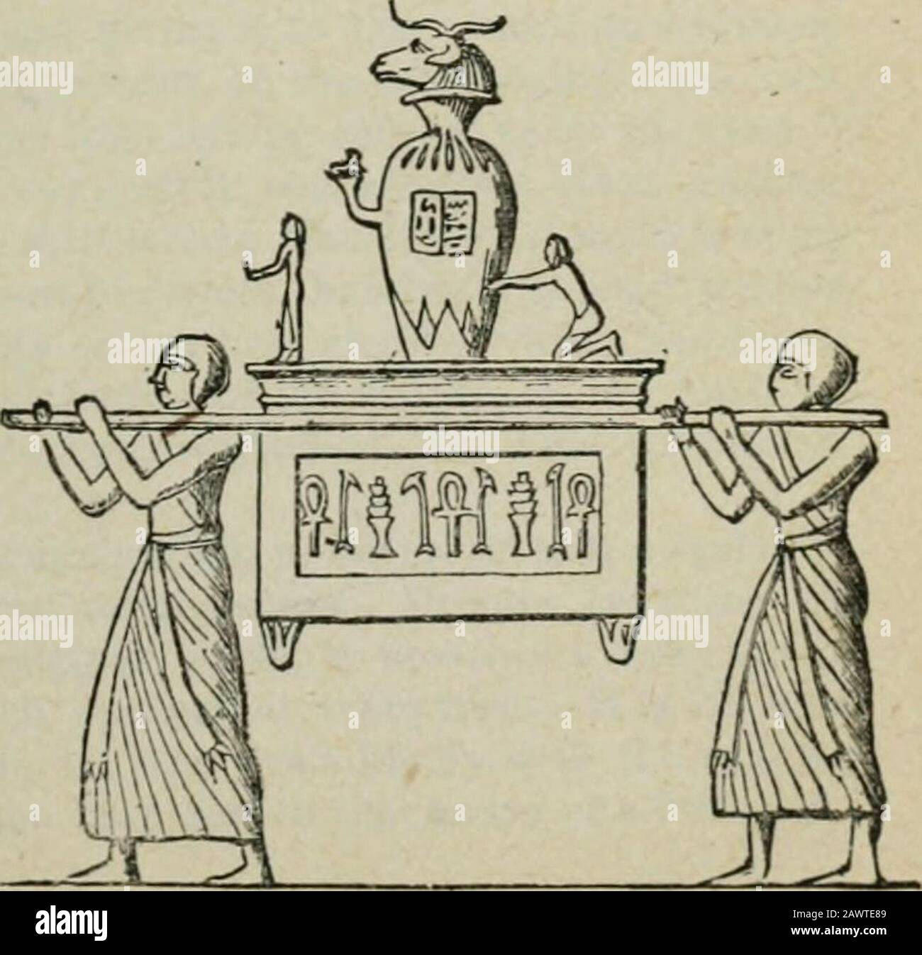 Hours with the Bible; or The scriptures in the light of modern discovery and knowledge . Fig 2.-Dagon andDerceto.— See Page .SI.From a Babylonian engravedstone in the British Museum.. Fig. 3 —Ark of Ammon.—See Page 38. CH. I.J SAMSON AND ELL 23 vines; a pleasant valley lying underneath on three sides, musicalwith the sound of brooks, though its eastern end is almost touchedby the temble wilderness of Judah. This sunny breadth, whenRuths story opens, is yellow with ripe barley, and rich with tallgreen wheat tliat will be golden ere long. The harvest is reaped bymen, but the sheaves are boimd by Stock Photo