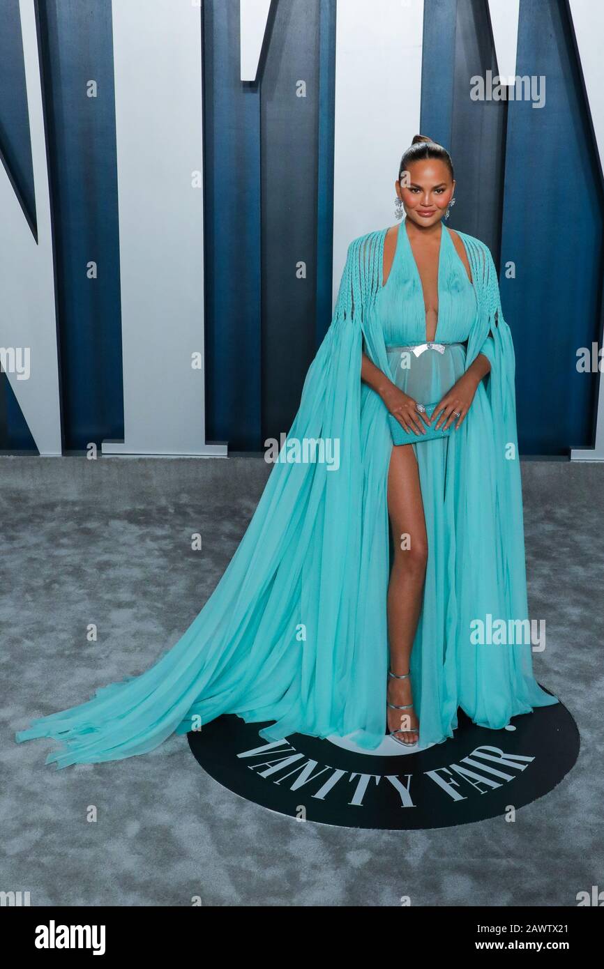 Chrissy Teigen at the 2020 Vanity Fair Oscar Party hosted by Radhika Jones held at the Wallis Annenberg Center for the Performing Arts in Beverly Hills on February 9, 2020. (Photo by JC Olivera/Sipa USA) Stock Photo