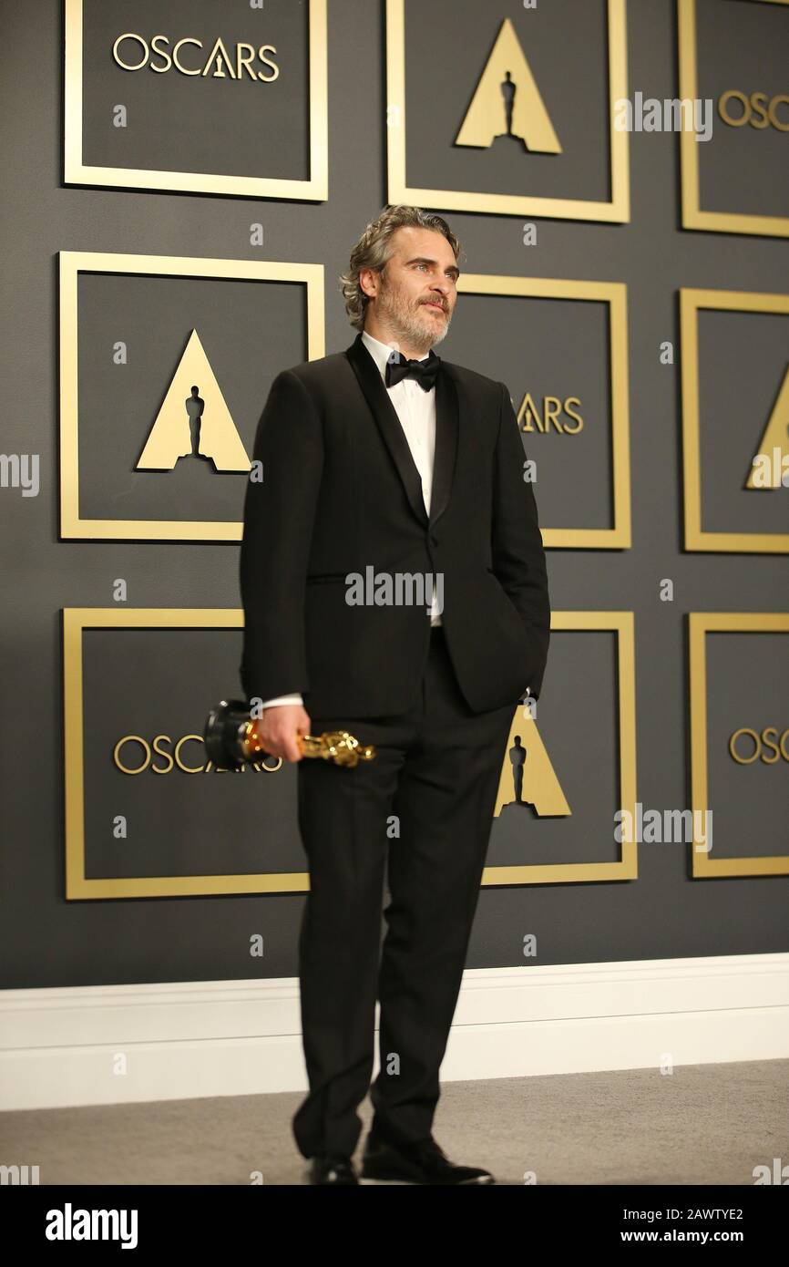 Los Angeles Usa 9th Feb Joaquin Phoenix Poses For Photos After Winning The Best Actor Award For Joker At The 92nd Academy Awards Ceremony At The Dolby Theatre In Los Angeles
