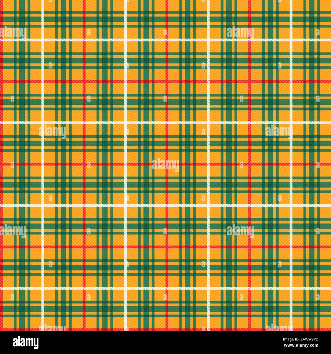 Seamless checkered mostly in orange with green, red and white lines