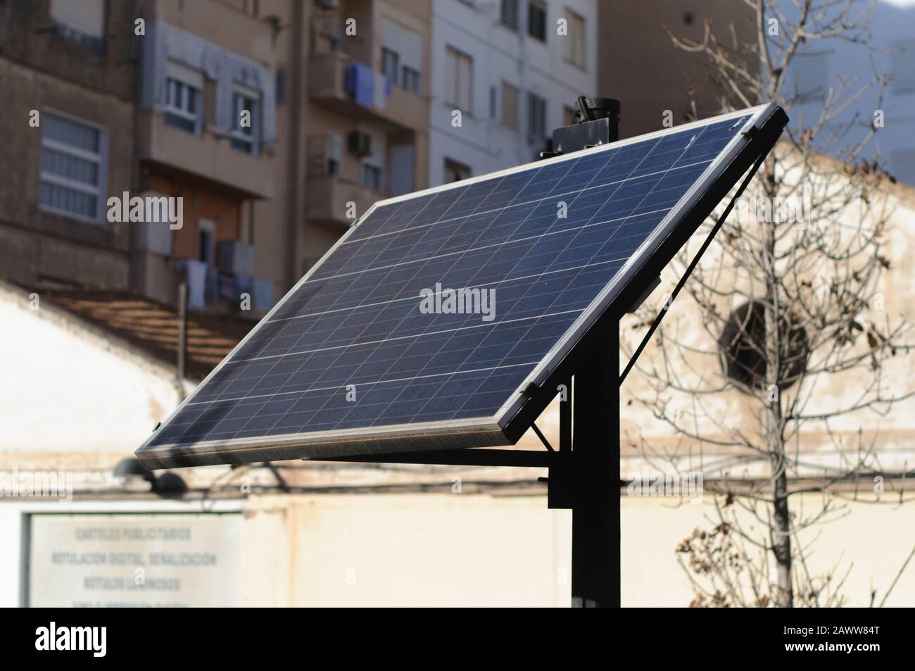 installed solar panels in a children's Park Spain Stock Photo Alamy