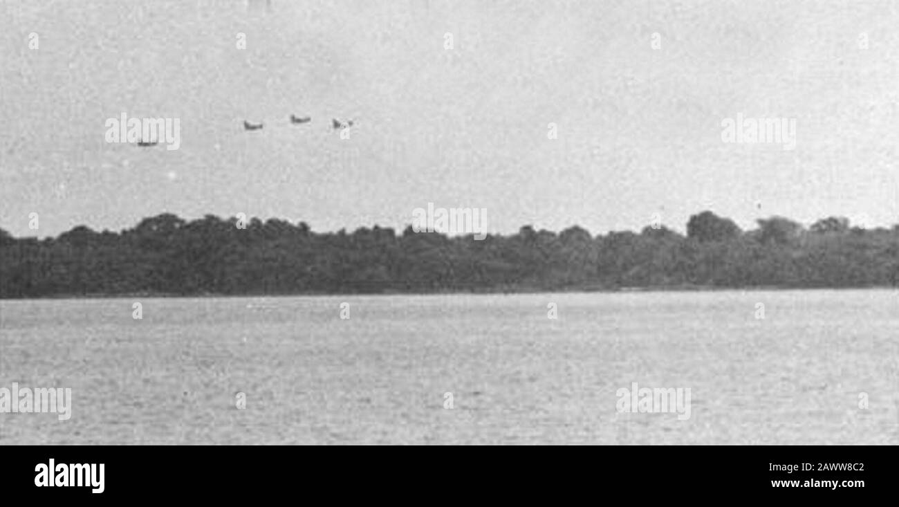 Four U.S. Navy A-7E Corsair II attack Koh Tang island Cambodia on 15 May 1975. Stock Photo