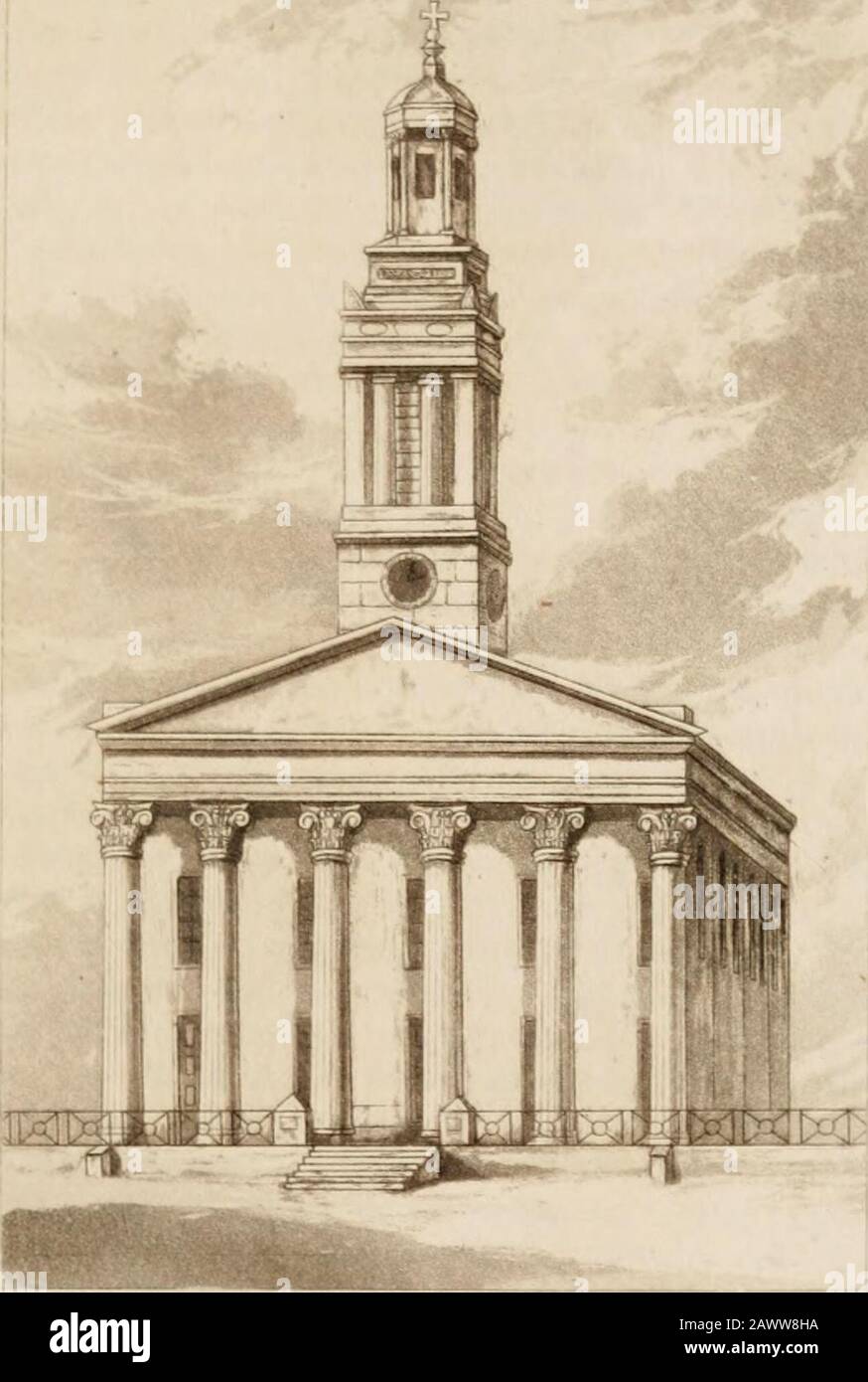 The history and antiquities of the parish of Lambeth, and the archiepiscopal palace .. . astyleportico of the Corinthian order raised upon steps. The columnsare fluted, and in point of detail differ materially from the speci-mens of the same order which we have been in the habit of see-ing in the buildings erected after the Italian school. What-ever might have been the defects of the style of building whichin the present day has given place to the elegant and lessformal introductions of Grecian art, the architect of the pre-sent building has not made the most felicitous choice in thepeculiar e Stock Photo