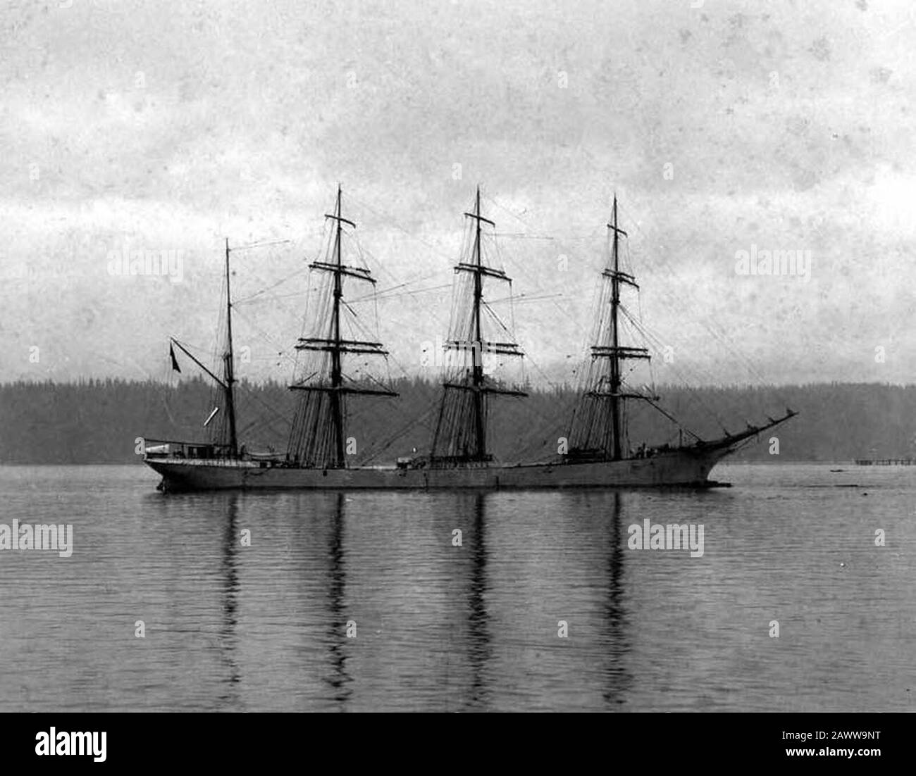Four-masted bark MANCHESTER at anchor Washington ca 1900 (HESTER 794). Stock Photo